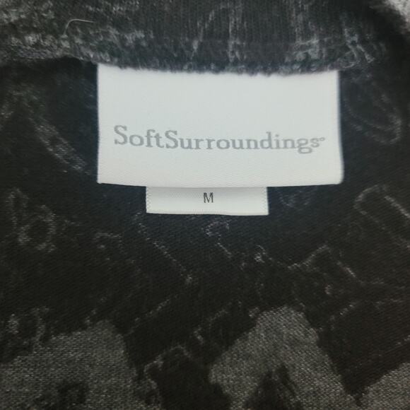 Soft Surroundings BlackGray Floral Long Sleeve Long Line Sweater M - Picture 4 of 5